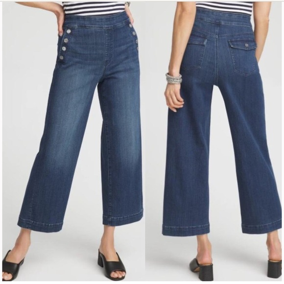Chico’s Pull-on Wide Leg Crop - Picture 1 of 15